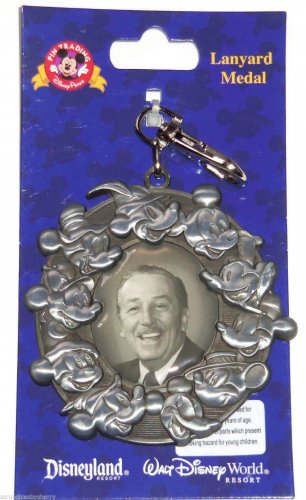 Walt Disney and Mickey Mouse Lanyard Metal Theme Parks New