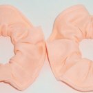 2 Peach Knit Fabric Mini Hair Scrunchies Ties