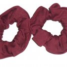 2 Burgundy Knit Fabric Mini Hair Scrunchies Ties