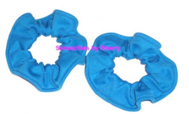 2 Turquoise Knit Fabric Mini Hair Scrunchies Ties