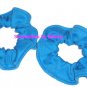 2 Turquoise Knit Fabric Mini Hair Scrunchies Ties
