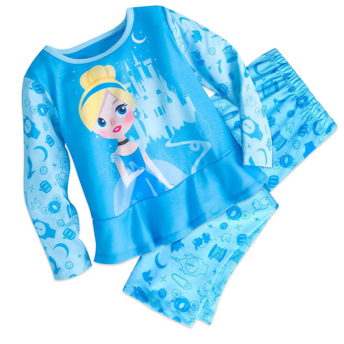 Disney Store Cinderella PJ Pals Pajamas Princess Blue New 2017 Size 5/6