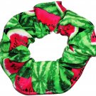 Watermelons on Green Fabric Hair Scrunchie Scrunchies by Sherry