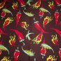 Red Hot Peppers Brown Fabric Hair Scrunchie Scrunchies by Sherry