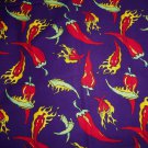 Red Hot Peppers Purple Fabric Hair Scrunchie Scrunchies by Sherry