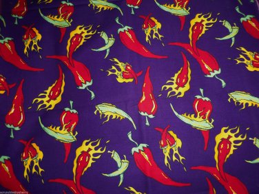 Red Hot Peppers Purple Fabric Hair Scrunchie Scrunchies by Sherry