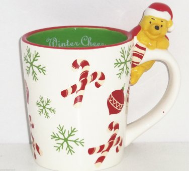 Disney Winne the Pooh on Handle Coffee Mug Cup Christmas Winter Cheer Penneys