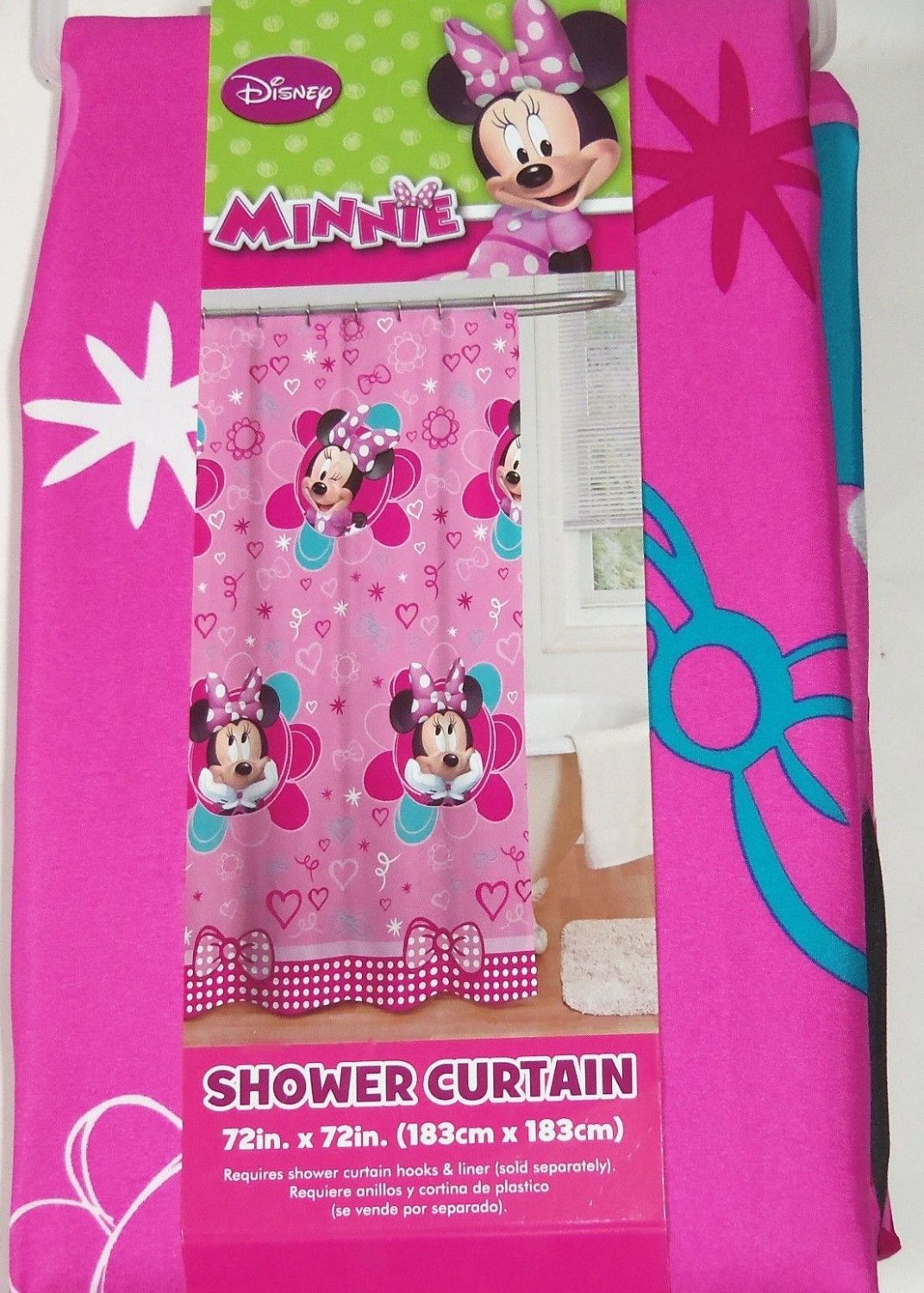 Disney Minnie Mouse Fabric Shower Curtain Pink