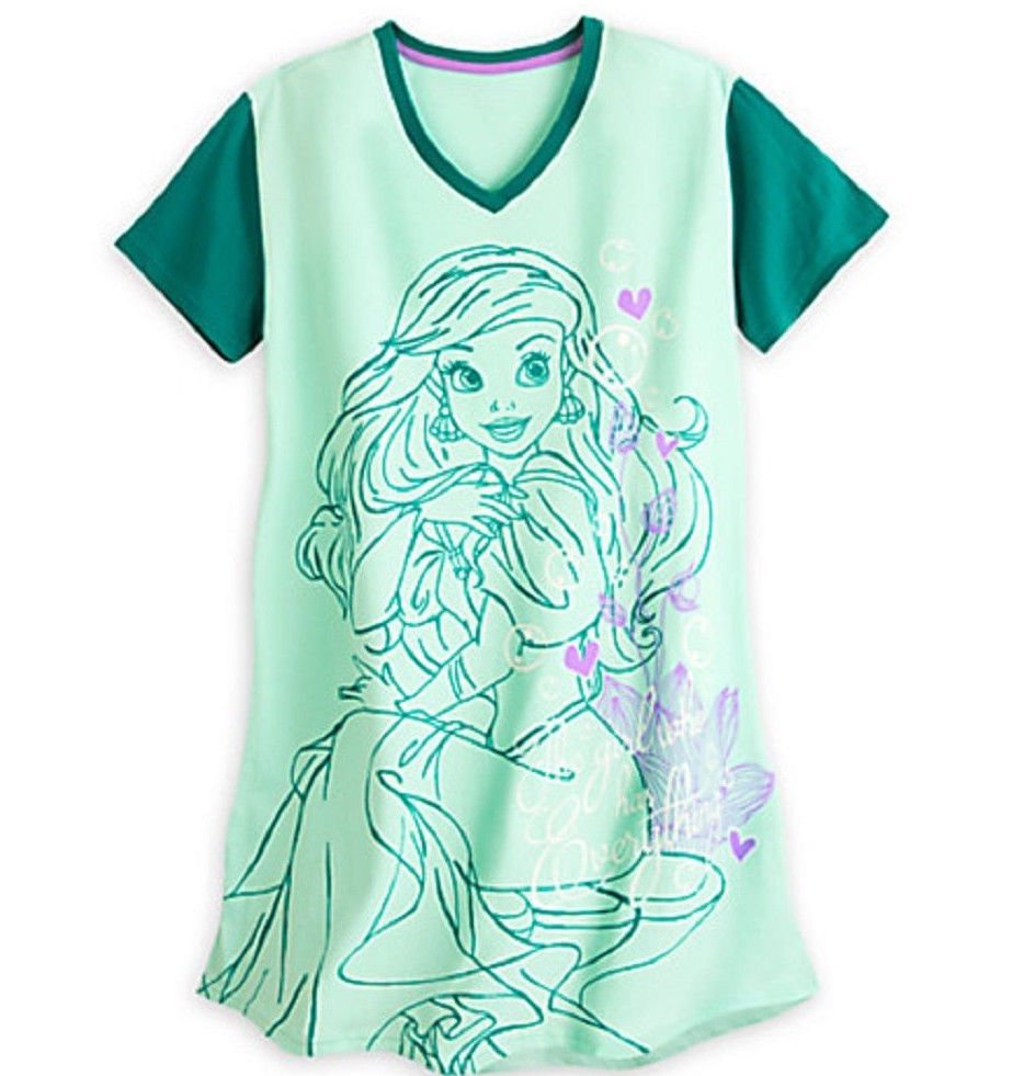 Disney Store Ariel Ladies Nightshirt Nightgown Mermaid Green Size 3XL ...