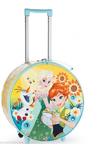 Disney Store Frozen Light-up Rolling Luggage Suitcase Yellow New