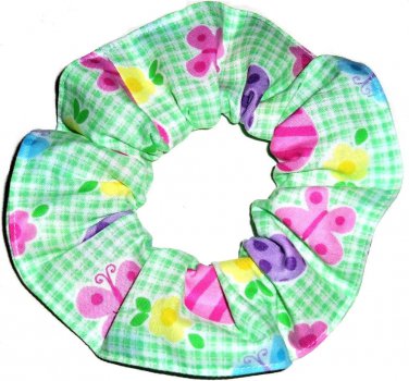 Easter Eggs Butterflies Fabric Hair Scrunchie Ties Pony Tail Holder Tie Scrunchies by Sherry