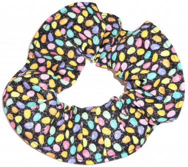 Jelly Beans Black Glitter Fabric Hair Scrunchie Ties Pony Tail Holder Tie Scrunchies by Sherry