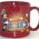 Disney Cruise Line Coffee Mug Cup 2013 Mickey Mouse Donald Duck Maroon