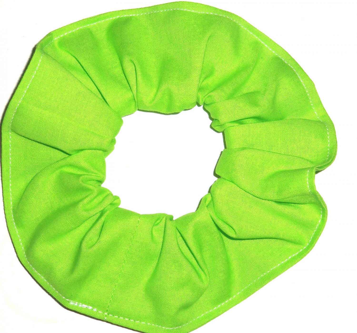 Lime Green Cotton Fabric Hair Scrunchie Tie Ponytail Holder Scrunchies