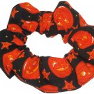 Halloween Pumpkins Black Fabric hair Scurnchie Scrunchies by Sherry