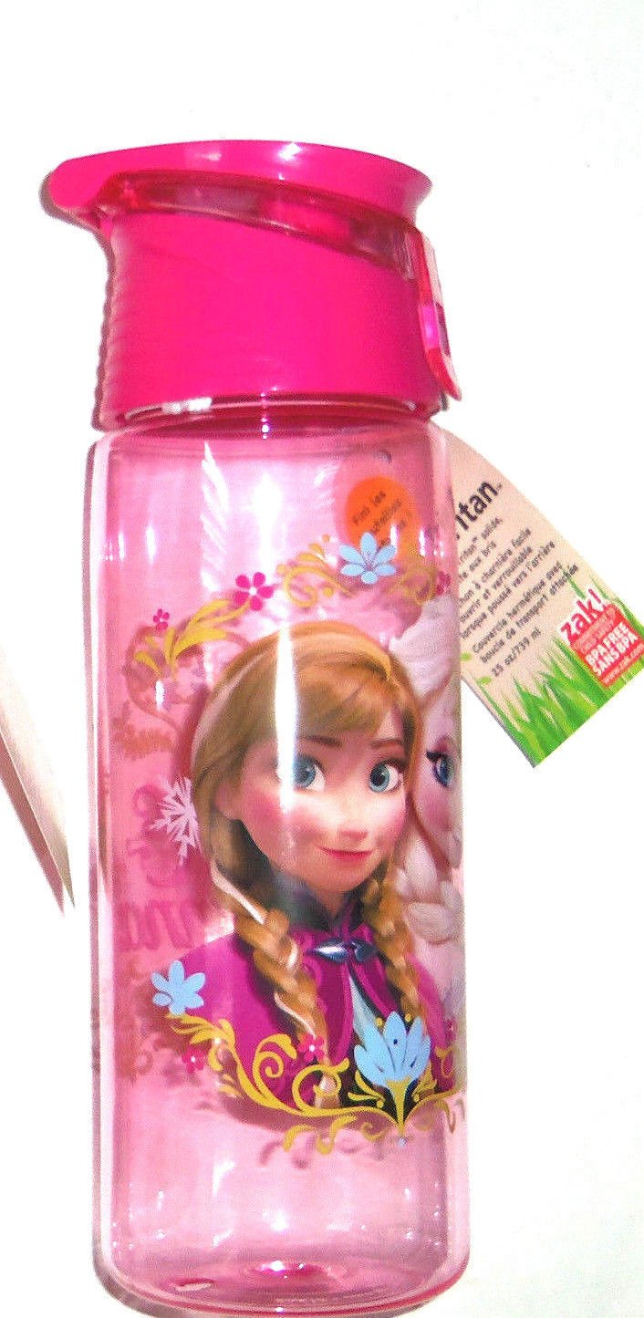 Disney Frozen Anna Elsa Water Bottle Drink Plastic Pink 25 Oz New Sold