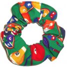 Billards Pool Balls Cue Sticks Fabric Hair Scrunchie Scrunchies by Sherry
