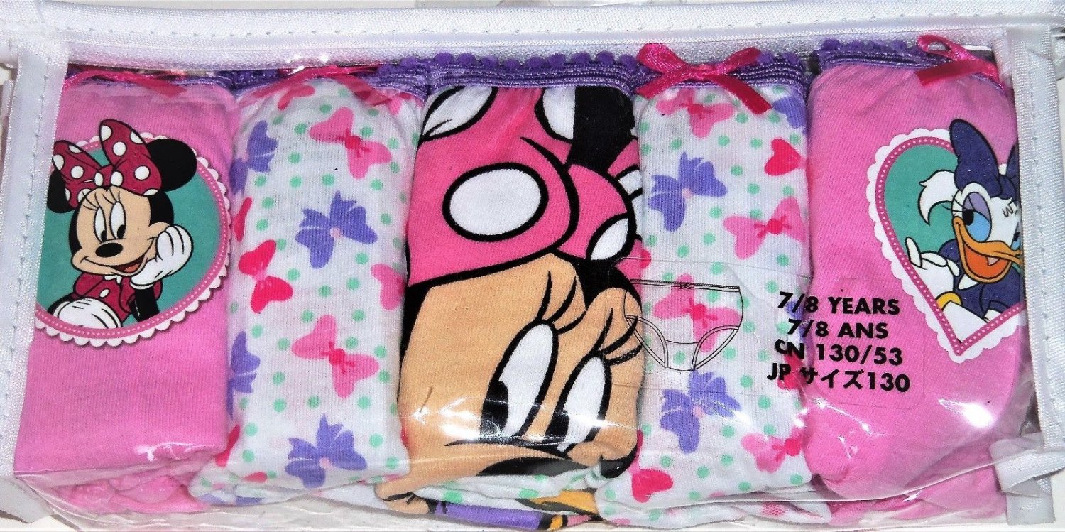 Disney Store Minnie Mouse Girls Panties 7/8 Years 5 Pack New