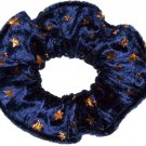 Hair Scrunchie Navy Metallic Gold Stars Panne Velvet Tie Ponytail Holder Scrunchies by Sherry