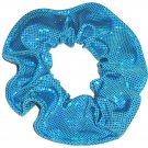 Turquoise Metallic Spandex Hair Scrunchie Fabric Scrunchies by Sherry