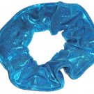Ocean Blue Metallic Spandex Hair Scrunchie Fabric Scrunchies by Sherry