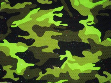 Lime Green Camo Metallic Spandex Hair Scrunchie Fabric Scrunchies by Sherry