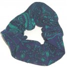 Navy Teal Paisley Simply Silky Hair Scrunchie Scrunchies by Sherry