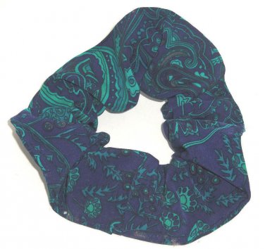 Navy Teal Paisley Simply Silky Hair Scrunchie Scrunchies by Sherry