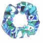 Floral Teal Blue White Simply Silky Hair Scrunchie Scrunchies by Sherry