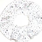 White Sparkle Velour Fabric Hair Scrunchie Scrunchies by Sherry