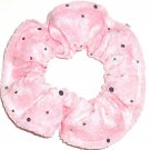 Pink Sparkle Velour Fabric Hair Scrunchie Scrunchies by Sherry