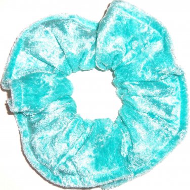 Light Teal Panne Velvet Fabric Hair Scrunchie Scrunchies by Sherry