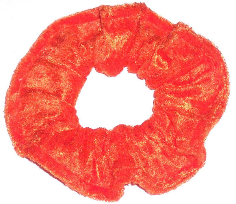 Orange Panne Velvet Fabric Hair Scrunchie Scrunchies by Sherry