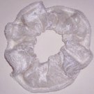 White Panne Velvet Fabric Hair Scrunchie Scrunchies by Sherry