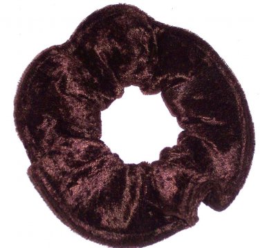 Dark Brown Panne Velvet Fabric Hair Scrunchie Scrunchies by Sherry