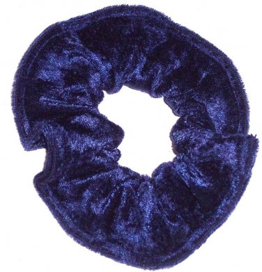 Navy Blue Panne Velvet Fabric Hair Scrunchie Scrunchies by Sherry