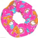 Garfield Cat Hair Scrunchies Flannel Hot Pink Fabric Hair Tie Scrunchie Scrunchies by Sherry