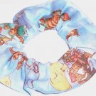 Winnie the Pooh Christmas Blue Fabric Hair Scrunchie Scrunchies by Sherry