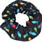 Holiday Lights Christmas Holiday Black Fabric Hair Scrunchie Ties Scrunchies by Sherry