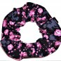 Disney Mickey Mouse Pink Floral Black Fabric hair Scurnchie Scrunchies by Sherry