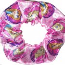 Disney Frozen Elsa Anna Pink Satin Fabric hair Scurnchie Scrunchies by Sherry