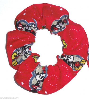 Disney Mickey Mouse Donald Duck Daisy Minnie Red Fabric hair Scurnchie Scrunchies by Sherry