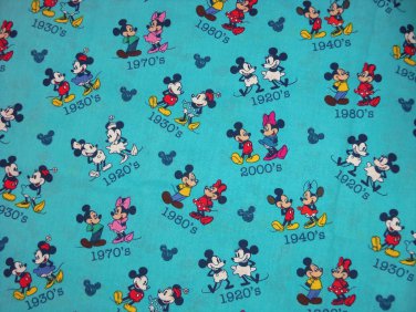 Disney Mickey Mouse Through the Years Teal Fabric hair Scurnchie Scrunchies by Sherry