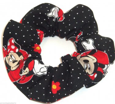 Disney Minnie Mouse Dots Black Fabric hair Scurnchie Scrunchies by Sherry