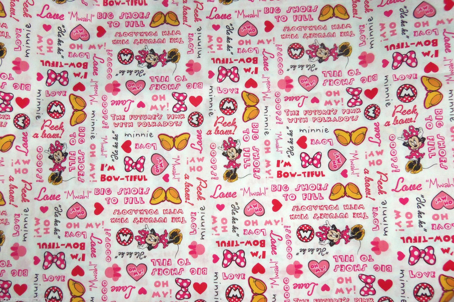 Disney Minnie Mouse Words White Fabric hair Scurnchie Scrunchies by Sherry