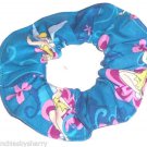 Disney Tinker Bell Teal Blue Fabric hair Scurnchie Scrunchies by Sherry