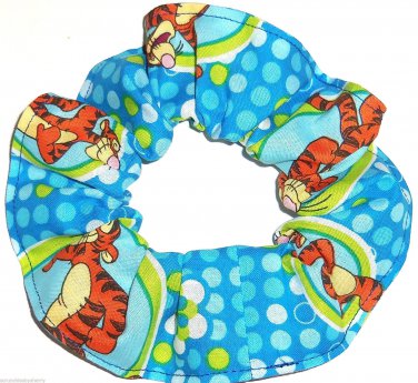 Disney Tigger Green Blue Fabric hair Scurnchie Scrunchies by Sherry