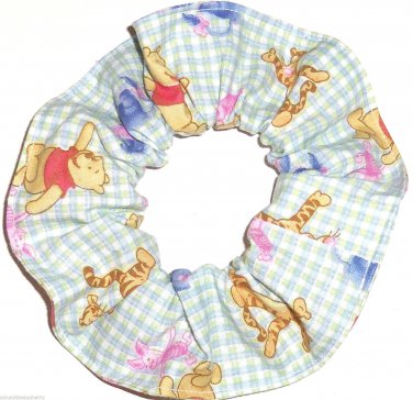Disney Winnie the Pooh Plaid Green Fabric hair Scurnchie Scrunchies by Sherry
