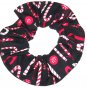 Candy Canes Christmas Holiday Black Fabric Hair Scrunchie Ties Scrunchies by Sherry