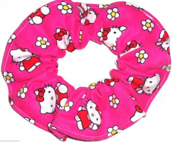 Hello Kitty Pink Flannel Fabric Hair Tie Scrunchie Ties Scrunchies by Sherry